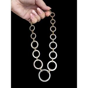 VTG Ralph Lauren RLL Necklace 2 Tone Silver/Gold-tone 16" Large Link O Ring 64g